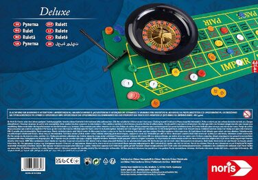 Рулетка Noris 606102025 Deluxe Set Roulette - з 2 сталевими кульками, 60 фішками та іншими аксесуарами для справжнього відчуття казино, віком від 8 років і старше