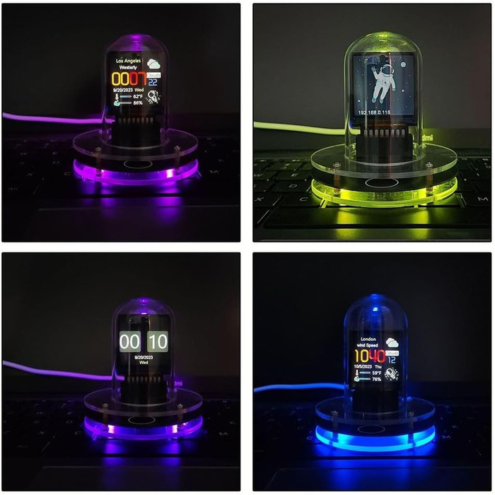 Імітаційний годинник Nixie Tube, розумний годинник WIFI метеостанції для прикраси робочого столу, електронний альбом з анімацією, RGB-годинник з підсвічуванням та регульованим дисплеєм