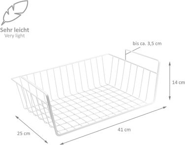 Набір з 4 металевих підвісних кошиків - приблизно 41 x 25 x 14 см (ДхШхВ) - створюють додатковий простір - білий