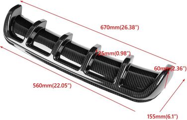 Дифузор заднього бампера Kuuleyn автомобіля, протектор Shark Fin Універсальний чорний ABS автомобільний задній бампер Дифузор спойлера Shark Fin (вуглецеве волокно)
