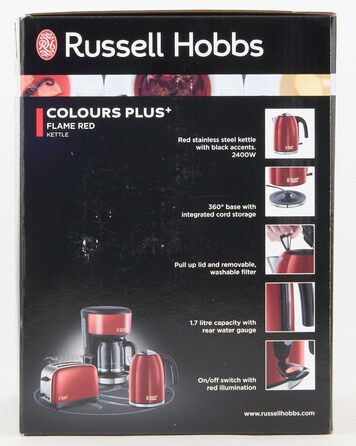 Чайник Russell Hobbs 1,7 л, 2400 Вт кольори нержавіюча сталь червоний (функція приготування під тиском, знімний фільтр з вапном, оптимізований вилив, зовнішній індикатор рівня води) Чайник для чаю 20412-70 Чайник 1,7 л