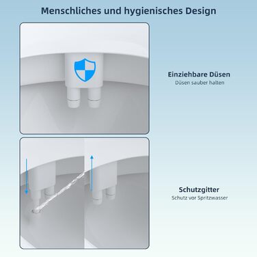 Насадка для біде Hibbent з прісною водою тонка неелектрична вставка для біде для унітазу, насадка для унітазу з подвійними форсунками, економія паперу, насадка для унітазу з легким керуванням, душова кабіна, білий