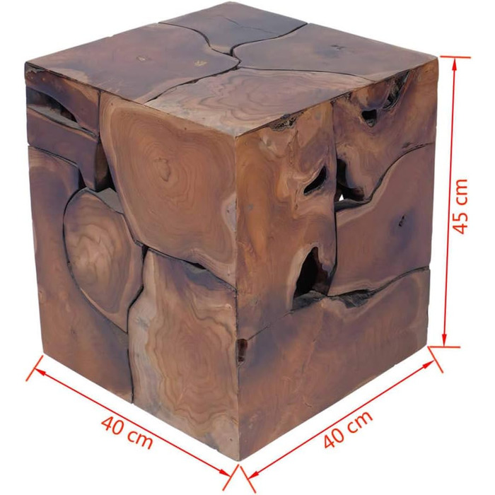 Тик Масив дерева Пуф Табурет для ніг Бічний столик 40x40x45см Дерево 40x40x45см 1