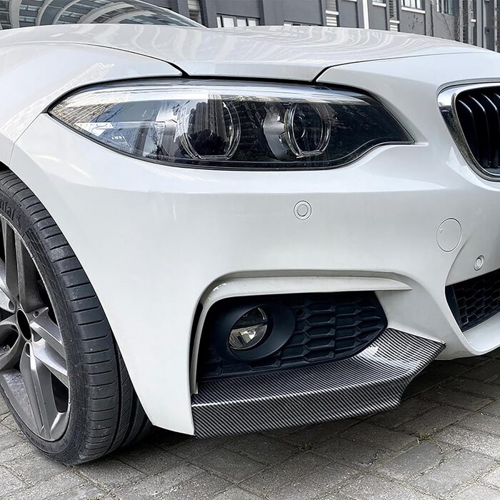 Сумісний з BMW 2 Series F22 F23 M Sport 2014-2019 MP, 1 пара автомобільних передніх бамперів губа бічні спідниці, спліттер, смуга проти зіткнення, протектор кута, спойлер, B Вигляд з вуглецевого волокна звичайний вигляд B Вигляд з вуглецевого волокна