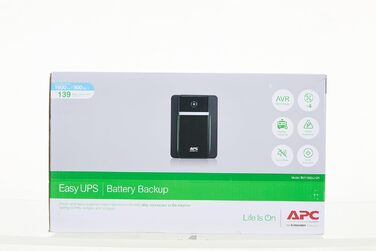 ДБЖ APC Easy UPS - BVX1600LI-GR - джерело безперебійного живлення 1600 ВА з виходами Schuko, резервний акумулятор і захист від перенапруг, резервний акумулятор з стабілізатором, світлодіодні індикатори 1600 ВА / 900 Вт DIN-виходи Одинарний