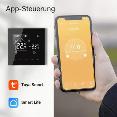 Розумні термостати WLAN для опалення котла Інтелектуальний кімнатний термостат Тепла підлога Програмований із цифровим РК-сумісним додатком Alexa Tuya 3A TDR89B-WIFI-WPB Чорний