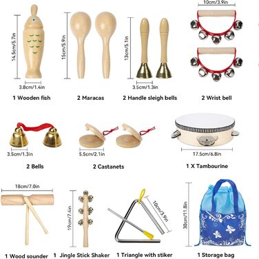 Музичні інструменти для дітей, дерев'яні ударні інструменти, іграшкові музичні дитячі іграшки, барабани ударні ритм, ударні інструменти іграшки подарунки з сумкою для перенесення