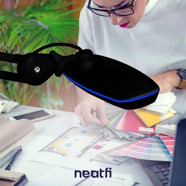 Світлодіодний робочий ліхтар Neatfi XL 2,200 люмен, європейська вилка, 24 Вт, 117 шт. SMD LED, 58 см, ультраширока лампа, з можливістю затемнення (без CCT із затиском, чорний)