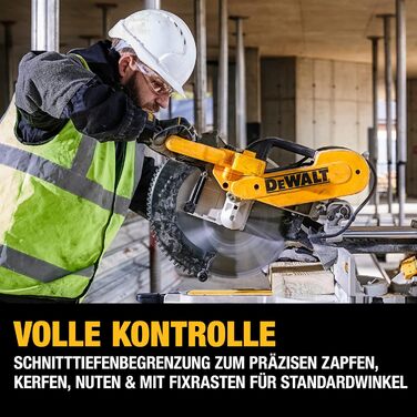 Панельна пила DEWALT 1675 Вт DWS780 у комплекті з аксесуарами - З твердосплавним полотном 305x30 мм ідеально підходить для внутрішніх робіт - Висока продуктивність різання та світлодіодний індикатор лінії різання, DWS780-QS, жовто-чорний, DEWALT DWS780-QS