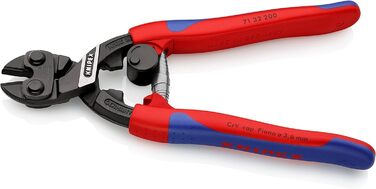 Компактний болторізи Knipex CoBolt чорний атраментований, з тонкими багатокомпонентними втулками 200 мм 71 32 200 пряма виїмка для різання / різання з багатокомпонентними гільзами, червоний/синій 200 мм