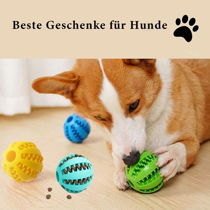 Чищення зубів (малі, середні, великі (5 см, 6 см, 7 см)), 3 Pack Dog Balls - Dog Toy Intelligence Ball - Natural Rubber Puppy Toy Dog Ball for Small Medium Large Dogs