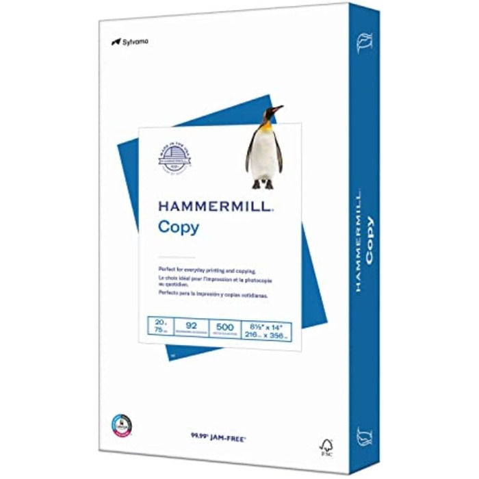 Папір Copy Plus, папір 8,5x14, законний формат, папір 9,1 кг, 92 яскравих, 1 розгортка/500 аркушів (105015R) безкислотний папір 1 розгортка 500 аркушів Юридичний (8.5 x 14)