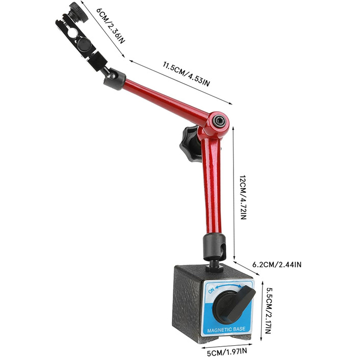 Циферблат з магнітним тримачем, магнітна підставка Вимірювальна підставка для тримача циферблата 350 мм Регульований універсальний тримач на магнітній основі Магнітна вимірювальна підставка з центральним затискачем