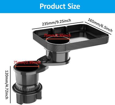 Автомобільний тримач для чашки настільний піднос 360 регульований автомобільний настільний тримач для чашки розширювач тримач для пляшок тримач для води тримач для пляшок для автомобіля чорний