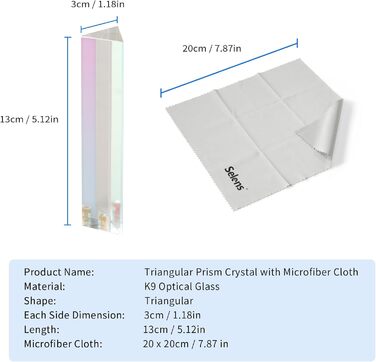Трикутна призма Selens трикутна призма для фотографування з кришталевою мембраною з різьбовим отвором 1/4', трикутна призма з кришталевого скла для професійної оптики, створює ефект легкої веселки для фотографів