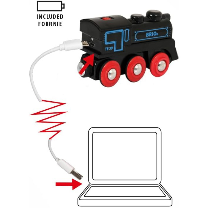 Локомотив на батарейках з mini USB - Акумуляторний локомотив - Іграшковий поїзд на батарейках для дітей віком від 3 років Односпальне ліжко, 33599