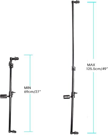 Тримач рефлектора Photo Studio Telescope, 69-120 см, висувний, поворотний важіль штанги, затискне кріплення для висувних фонів, фони, рефлектори 5-в-1, фотографія 69см-120смСтріла