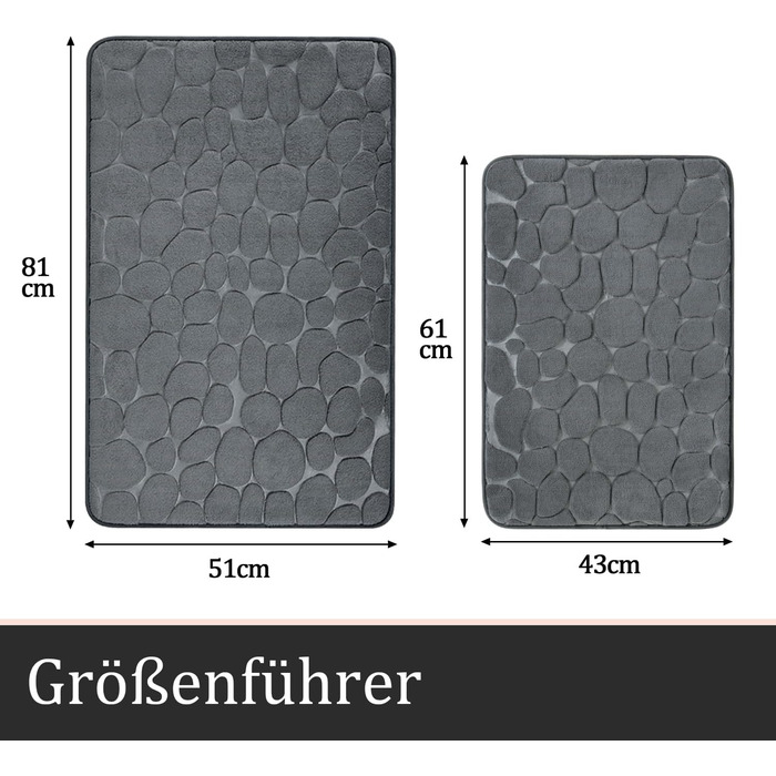 Набори килимків для ванної кімнати chakme 2 шт. и, набір килимків для ванної кімнати з брукованої піни з ефектом пам'яті Товсті, протиковзкі килимки для ванни, вбираючі темно-сірі килимки для ванни, туалету та підлоги, які можна прати, для ванни, туалету
