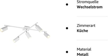 Торшер Trio Leuchten Marley 412400131, Метал Білий матовий, ексклюзивна лампочка GU10 (Стельовий світильник 5-полум'я)