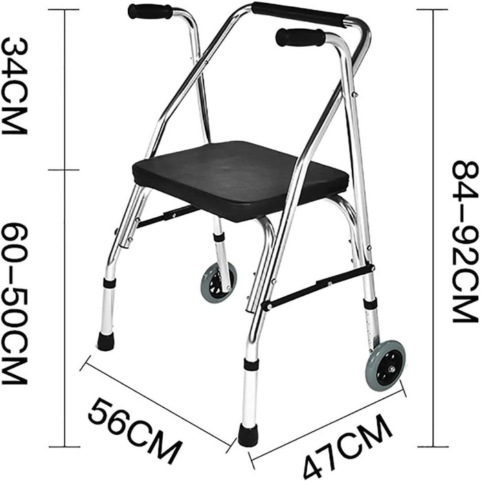 Легші, ходунки з 2 колесами, сидінням і підлокітником, регульовані по висоті ходунки з вертикальною милицею для людей похилого віку та дорослих