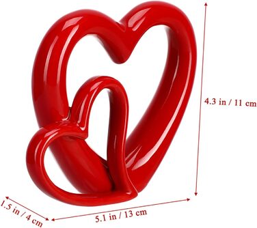 Прикраси Весільні прикраси Червона ваза Домашні акценти Декор Романтична художня статуя Adornos Para Sala Кімнатний декор Кераміка Червоний День Святого Валентина Серце Декор Серце Керамічна скульптура Порожниста Японія