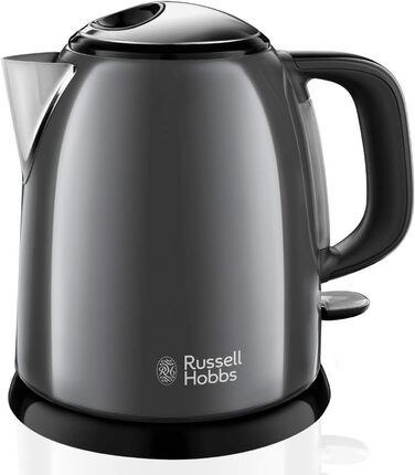 Електричний чайник Russell Hobbs малий 1,0 л Кольори Нержавіюча сталь Сірий (2400 Вт, функція приготування під тиском, знімний фільтр від накипу, зовнішній індикатор рівня води, маленький туристичний чайник)Чайник 24993-70 Електричний чайник 1л