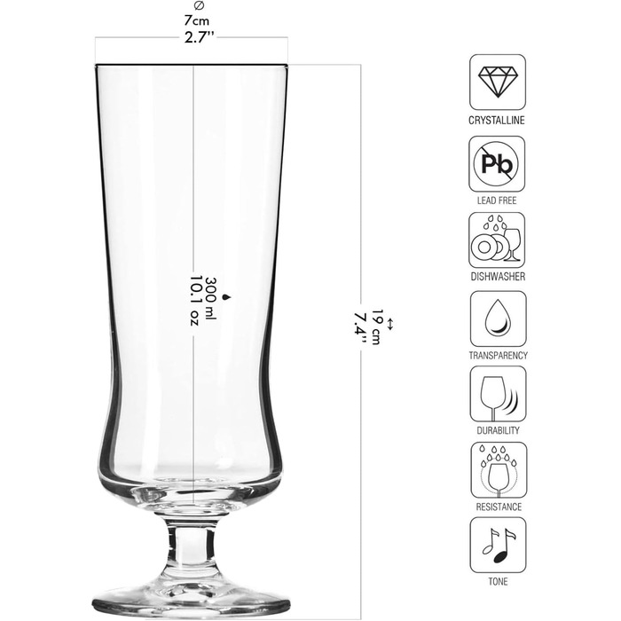 Келихи для коктейлів Krosno Pina Colada довгі Набір з 6 300 мл Авангардна колекція Ідеально підходить для дому, ресторанів та вечірок Можна мити в посудомийній машині