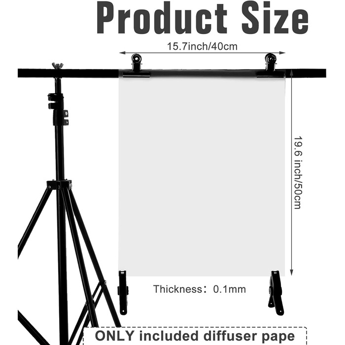 Дюймовий дифузійний фільтр-лист, освітлювальний гель-розсіювач рулон для фотографії, рулон паперу для розсіювання світла для фотостудії, продукту, портретної зйомки, 10 шт., 15,7x19,6-