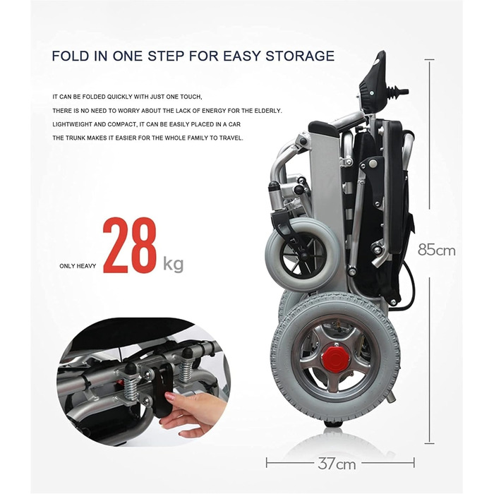 Подорож електрична інвалідна коляска складна портативна інвалідна коляска, літак можна встановити раму з алюмінієвого сплаву важить всього 28 кг 250 Вт Подвійний двигун l