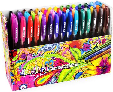 Гелеві ручки Zebra Doodler'z, 1,0 мм, модні, блискучі, неонові та пастельні кольори, подарункова коробка з 60 ручок