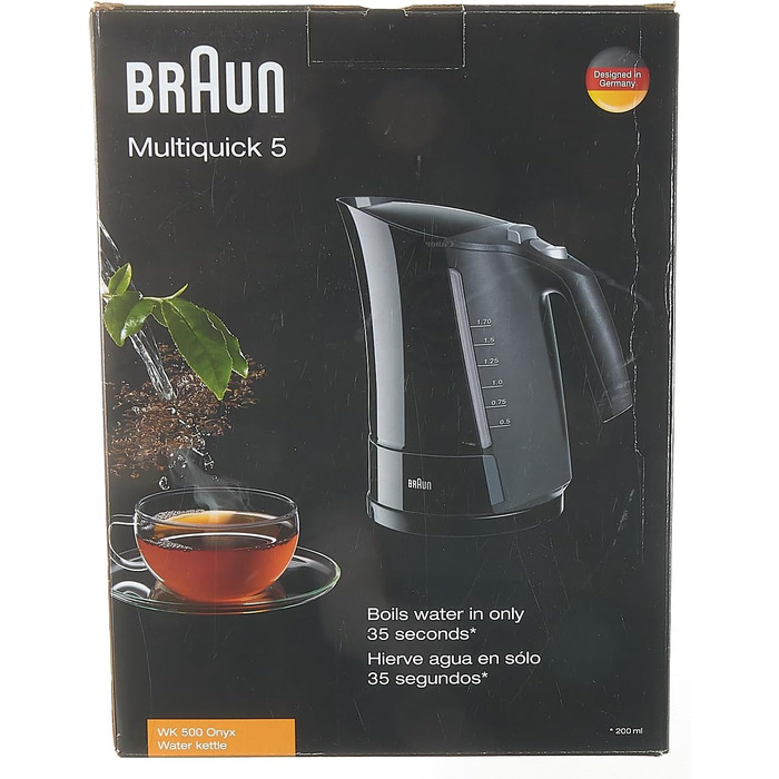 Чайник De Longhi Braun Multiquick 5 WK 500 Aquaexpress (3000 Вт, 1.7 л) чорний