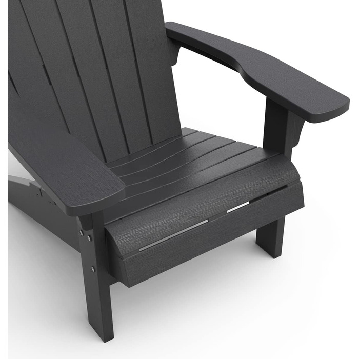 Стілець Keter 17208310a Allibert by Troy Adirondack, Вуличне пластикове садове крісло, захист від погодних умов, патіо та балкон, антрацит, 93 x 81 x 96.5 см Антарцит