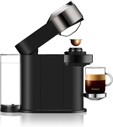 Кавова капсульна машина Nespresso Krups XN910C Vertuo Next Резервуар для води 1,1 л Розпізнавання капсул за штрих-кодом 6 розмірів чашок Функція вимкнення живлення 54 переробленого пластику Темний хром