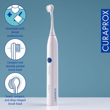 Електрична зубна щітка Curaprox Sonic Curaprox Hydrosonic easy, 3 рівні чищення, 2-хвилинний таймер, чутлива насадка для щітки, потужна батарея, із зарядним пристроєм та дорожнім кейсом