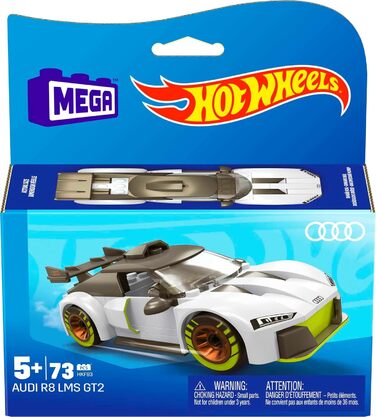 Конструктор MEGA HOT Wheels Audi R8 LMS GT2-73 деталі з рухомим гонщиком, для дітей від 5 років, HKF93