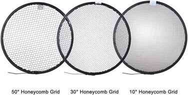 Мм Elinchrom Mount Стандартний рефлекторний розсіювач Абажурний екран з 10 30 50 Стільникова решітка для Elinchrom Mount Studio Strobe Flash Light Портретні та комерційні, 7'/180