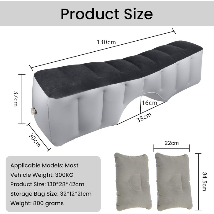 Автомобільний надувний матрац Sanheshun, Подушка для повітряного ліжка Back Seat Gap, Автомобільний надувний матрац Car Gap Pad, Автомобільне надувне ліжко з сумкою для зберігання подушки для подорожей