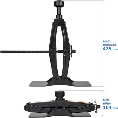 Домкрат ножичний 2T, 104-425 мм, комплект автомобільного домкрата з тріскачкою, сталевою колоною та гумою, автомобільний домкрат, збільшена сталева пластина, портативний домкрат для автомобіля MPV позашляховик SN4568