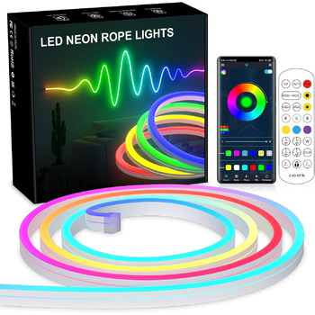 Неоновий світлодіод Bluetooth -10M(1*10M) RGB 3535 Світлодіодна синхронізація музики зі зміною кольору, керований додатком - для спальні, вечірки, оформлення кухні