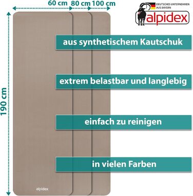 Килимок для йоги ALPIDEX Дуже товстий гімнастичний килимок 1,5 см 3 розміри Нековзний фітнес-килимок без фталатів Перенесення ременя Гімнастика Пілатес Спорт Фізіо HiiT Тренувальний килимок для йоги Килимок для сну (кремовий, 190 х 100 х 1,5 см)