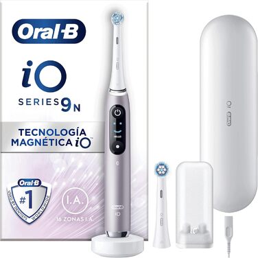 Електрична зубна щітка Oral-B iO 9N, рожевий кварц, з 2 насадками для щітки та 1 дорожнім зарядним пристроєм, розроблена компанією Braun