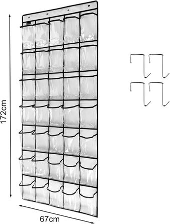 Багатофункціональна сумка для зберігання ванної кімнати, кухні, шафи, тримач для взуття, економія місця, над дверима, органайзер з 35 прозорими великими кишенями, підвісна сумка, взуття, безбарвна