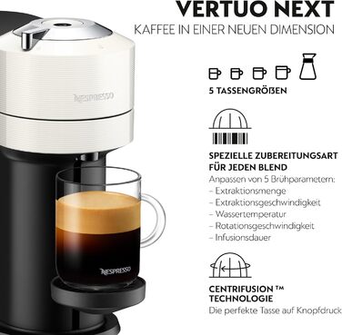 Кавоварка в капсулах Nespresso De'Longhi ENV 120.W Vertuo Next, біла без піноутворювача молока