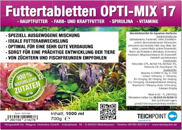 Мл (700 г) Premium TOP Food Tablets Opti-Mix 17, таблетована суміш для акваріумних декоративних рибок таблетки, 1000