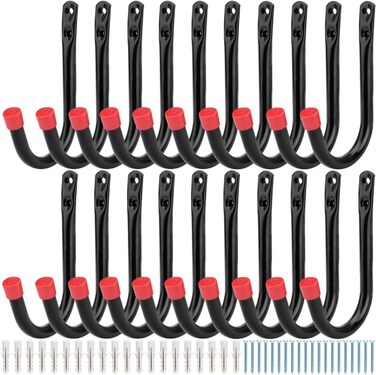 Надміцні гачки для зберігання в гаражі, J-подібні гачки для організації садового інструменту, сипучі предмети, 20 шт. 14,5 см x 9 см, 20 шт.