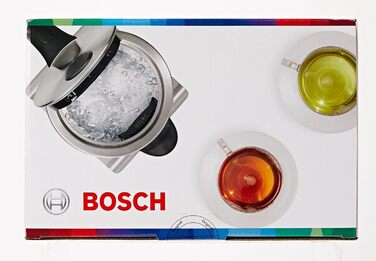 Акумуляторний чайник Bosch TWK7S05, автоматичне вимкнення, захист від перегріву, автоматична зупинка подачі пари, легке очищення, 1,7 л, 2200 Вт, чорний/сірий Одинарний