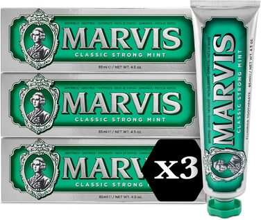 Зубна паста Marvis Classic Strong Mint, 3 85 мл, зубна паста з гарантією смаку для бадьорості та тривалої свіжості 3 x 85 мл