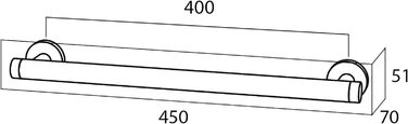 Для надійної фіксації на ванні або в душі, ручка ванни з нержавіючої сталі, поверхня полірована (хром), безпека протестована TV (нержавіюча сталь полірована (хромовані кольори), 45 см, поручень)