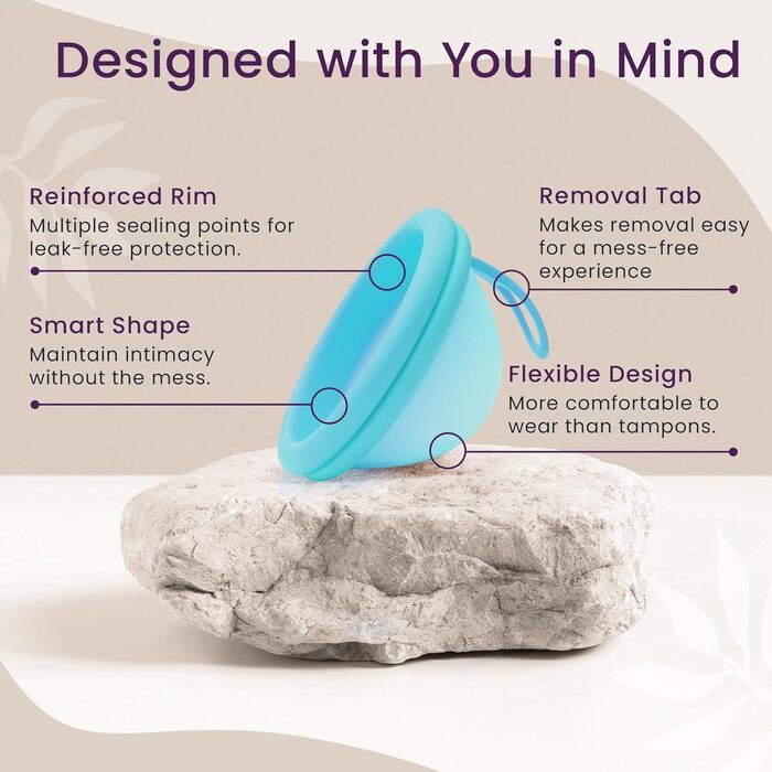 Багаторазова менструальна чаша Ecoblossom - менструальна чаша - м'який диск для менструації для жінок з гнучкою, медичною силіконовою чашею для менструації (звичайна, рожева та синьо-зелена)