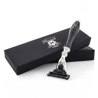 Бритва Haryali London Straight Razor - Пряма бритва з 3 лезами - елегантний та унікальний дизайн для жінок та чоловіків - Бритва для гоління - Black - Бритва для чоловіків та жінок Black ука (1 упаковка)